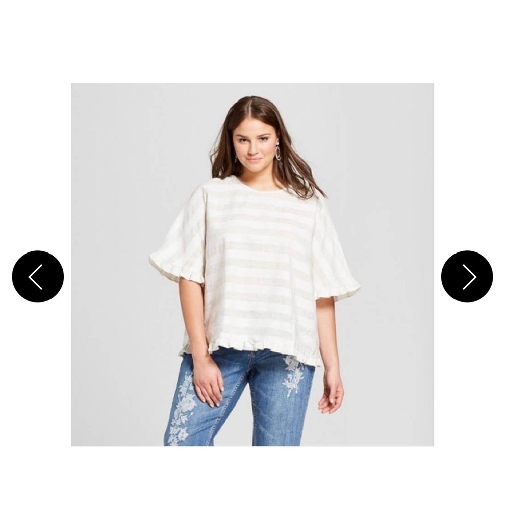 Who What Wear
Cream New Striped Ruffle Blouse